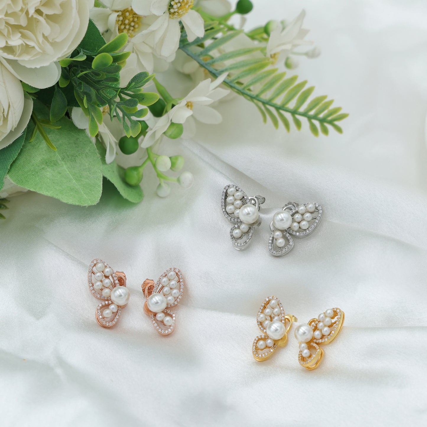 PEARL DROP BUTTERFLY EARRINGS