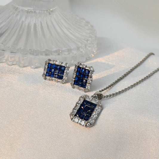 SAPPHIRE BLUE DIANA PENDANT SET